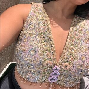 Embellished Floral Crop Top